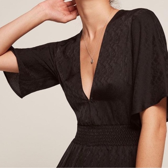 21. Reformation Black Jumpsuit with Sophisticated Wide-Leg Style Size 10 - Picture 2 of 13